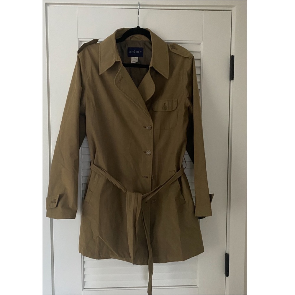 Mid-thigh length trench coat